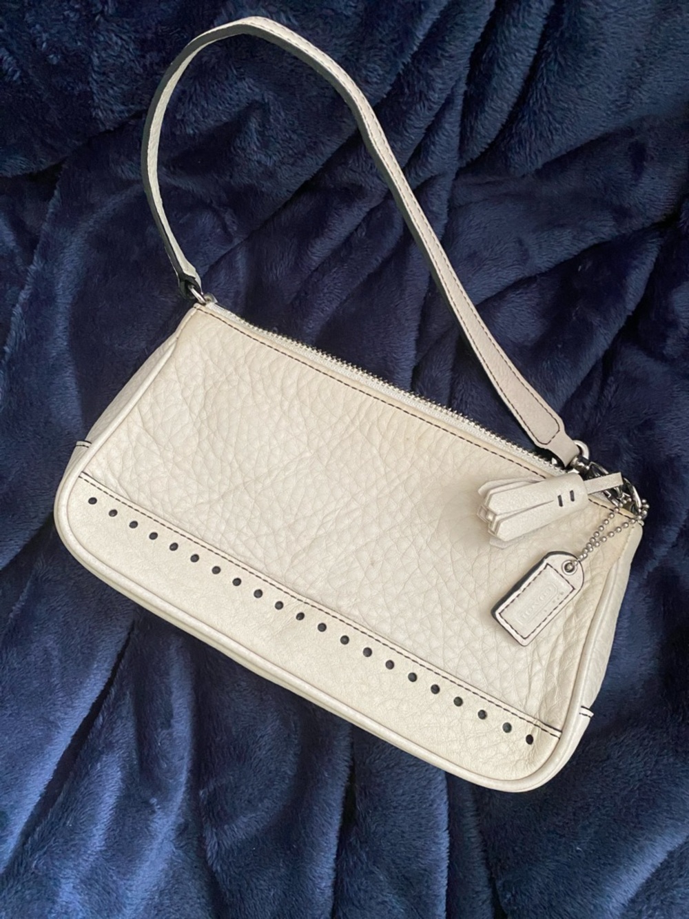 Coach Pebbled Leather Shoulder Bag in Cream